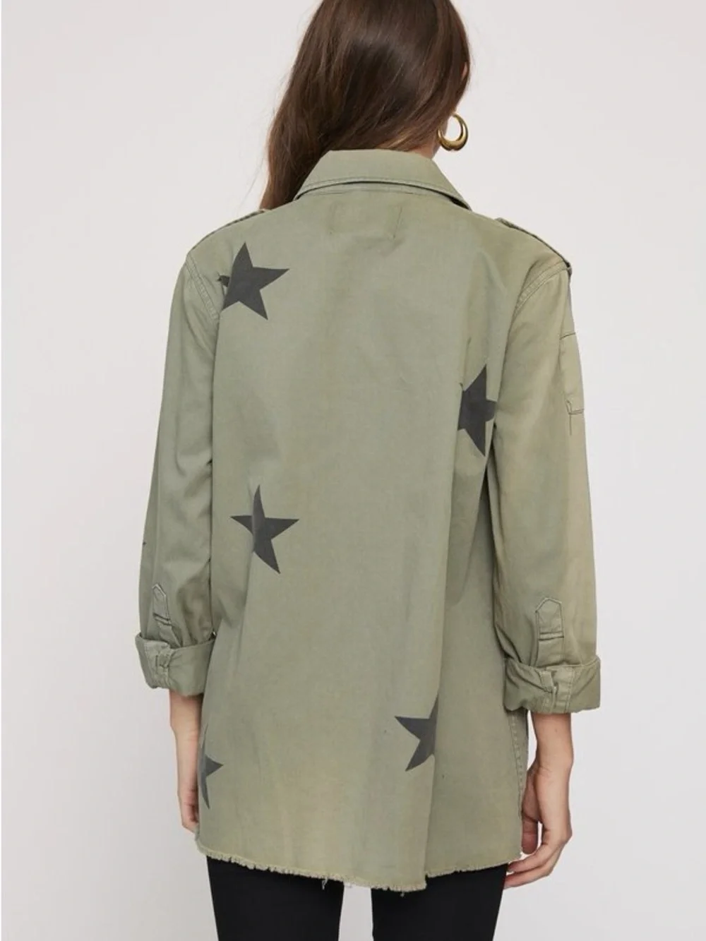 Pistola Camilo Military Jacket Royal Honor Green Stars Shacket Size Small - Picture 3 of 13
